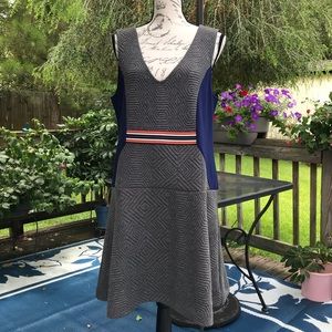 Maeve Anthropologie Grey Navy Textured Knit Dress